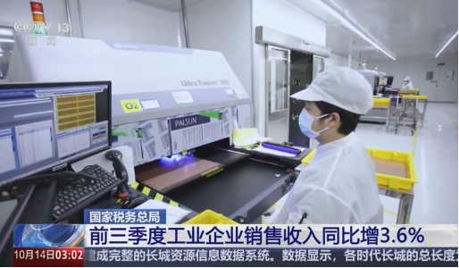 今年前三季度，全國(guó)工業(yè)企業(yè)銷售收入同比增長(zhǎng)3.6%